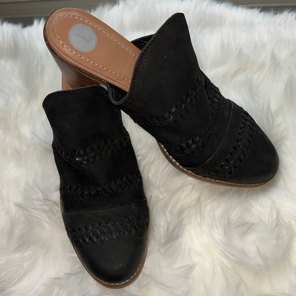 Journee Leather Huntly Black Bootie slides W/ Blocked Heels Sz 9 - Picture 2 of 12